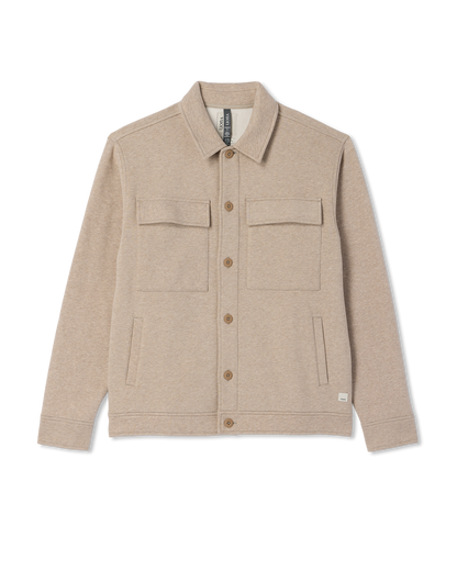 Vuori Seaside Shirt Jacket Men's Acorn Heather Fleece Jacket