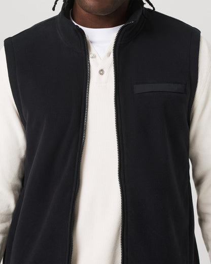Vuori Aspen Vest Men's Black Zip-Up Fleece Vest