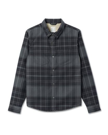 Vuori Coastside Shirt Jacket Men's Black Plaid Shirt