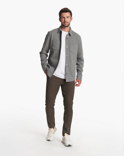 Vuori Del Mar Fleece Shirt Jacket Heather Grey Button Down