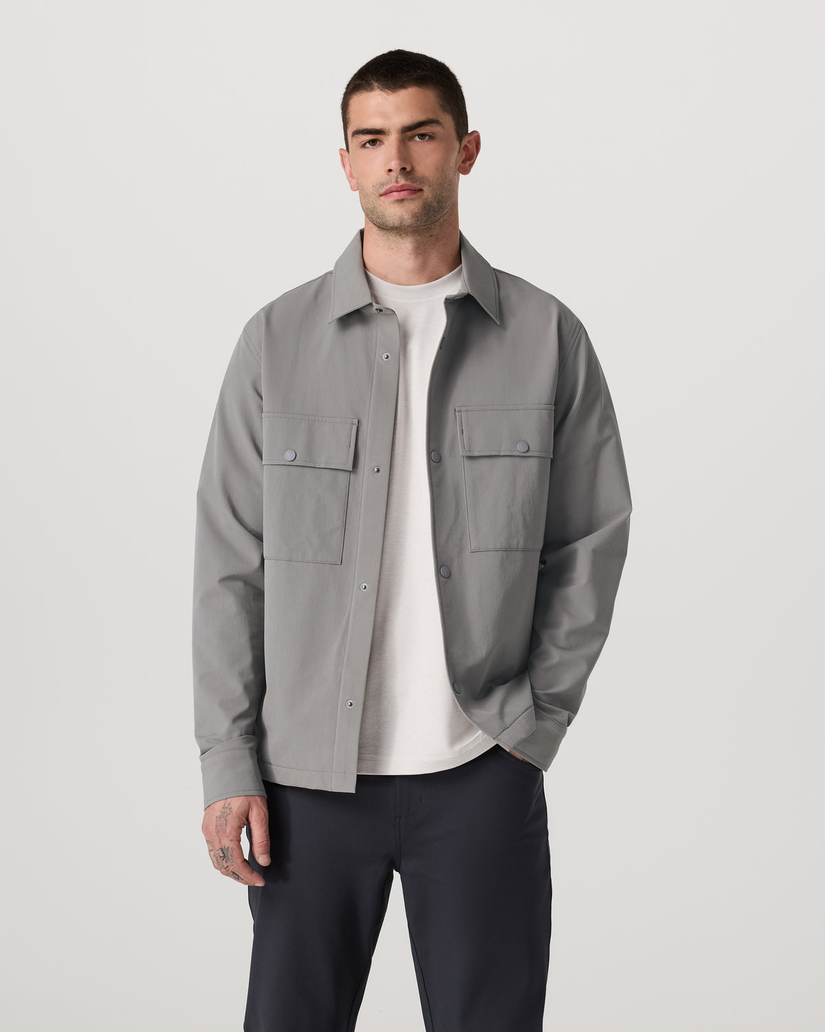 Vuori Lawson Tech Shirt Jacket Men's Shiitake Shirt Jacket