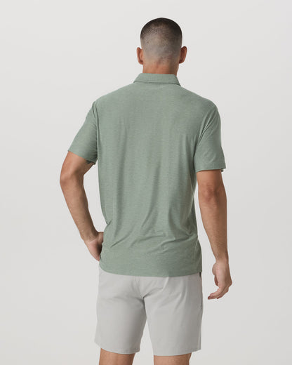 Vuori Strato Tech Polo Men's Thyme Heather Performance Shirt