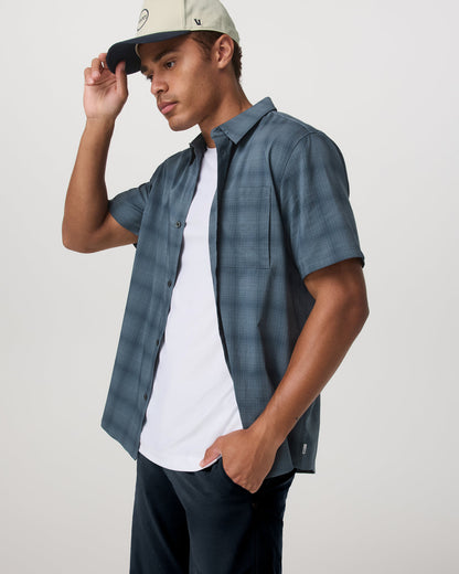Vuori Short Sleeve Plaid Button Down Shirt Men's Abyss Shirt