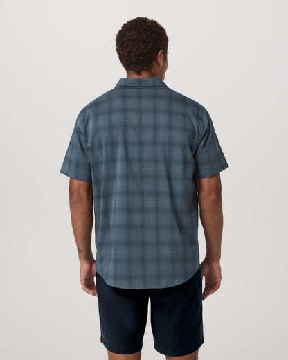 Vuori Short Sleeve Plaid Button Down Shirt Men's Abyss Shirt