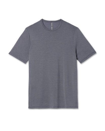 Vuori Short Sleeve Marina Stripe Tee Dark Pewter Run Shirt