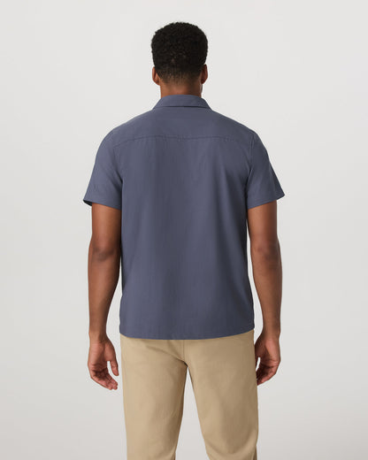 Vuori Short Sleeve Manhattan Button Down Men's Azure Shirt