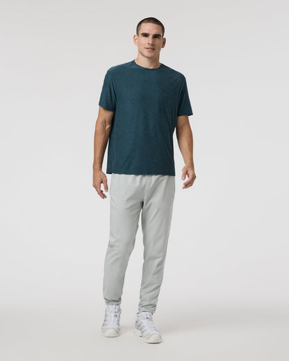 Vuori Short Sleeve Strato Pocket Tee - Relaxed Fit Light Deep Sea Heather