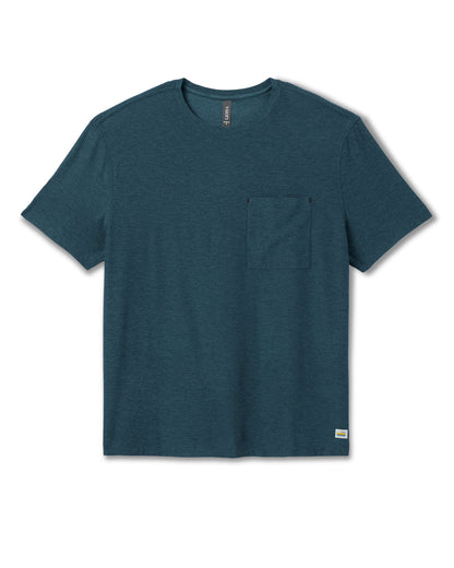 Vuori Short Sleeve Strato Pocket Tee - Relaxed Fit Light Deep Sea Heather