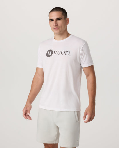 Vuori V1 Vuori Wordmark Logo Tee Men's White Logo T-Shirt