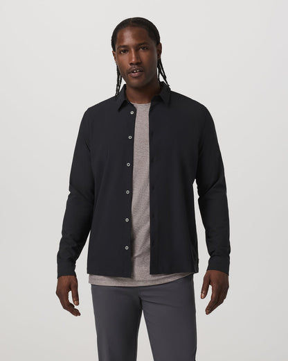 Vuori Long Sleeve Manhattan Button Down Men's Black Shirt