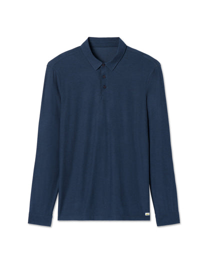 Vuori Long Sleeve Strato Tech Polo Navy Heather Blue Polo