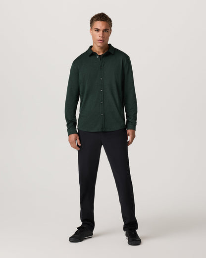 Vuori Men's Long Sleeve Ponto Button Down Evergreen Heather