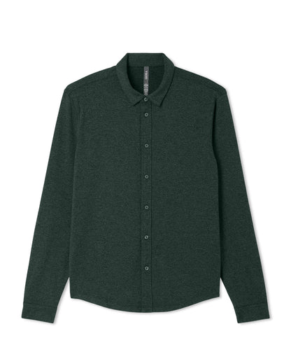 Vuori Men's Long Sleeve Ponto Button Down Evergreen Heather