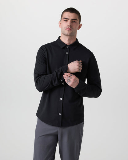 Vuori Long Sleeve North Beach Button Down Black
