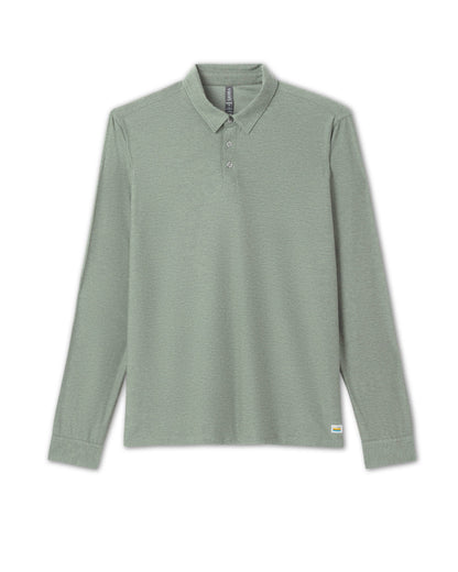Vuori Long Sleeve Strato Tech Polo Men's Thyme Heather Shirt