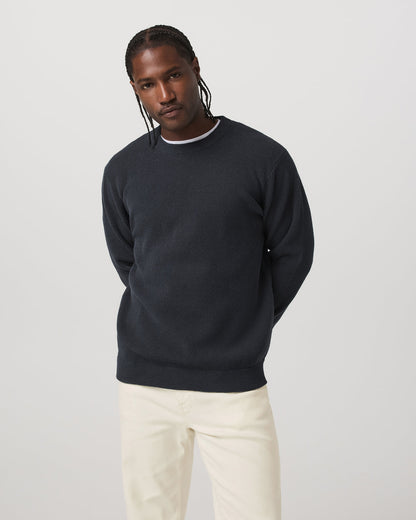 Vuori Midweight Rib Sweater Men's Navy Ribbed Knit Sweater