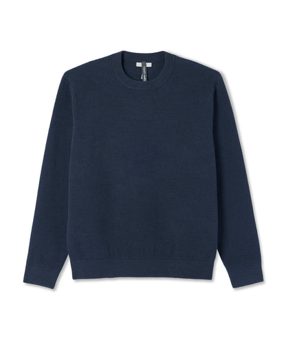 Vuori Midweight Rib Sweater Men's Navy Ribbed Knit Sweater