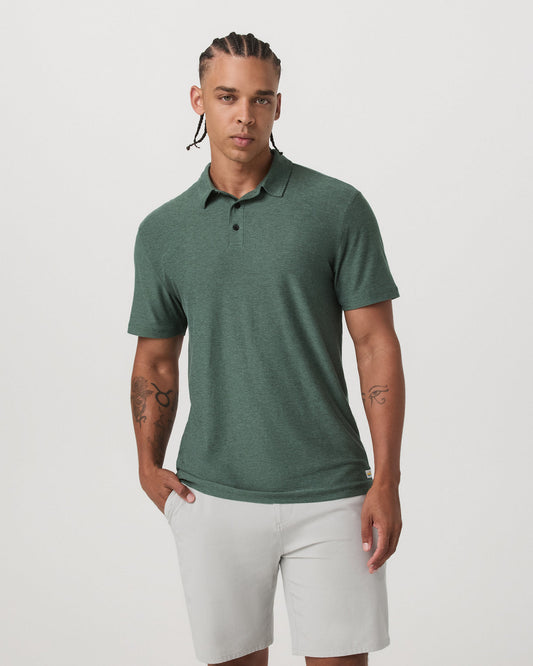 Vuori Strato Tech Polo Men's Agate Green Heather Polo Shirt