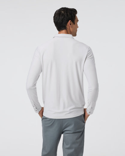 Vuori Long Sleeve Strato Tech Polo Frost Grey Heather