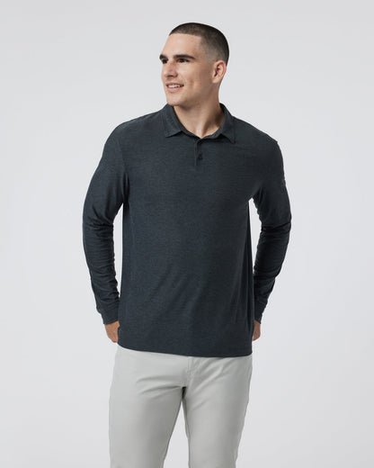 Vuori Long Sleeve Strato Tech Polo Charcoal Heather