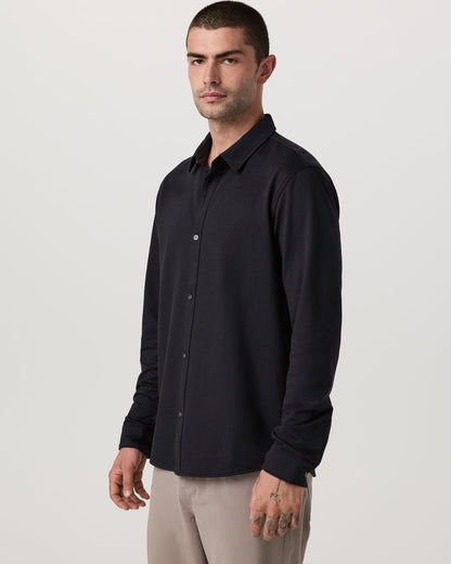 Vuori Long Sleeve Knit Oxford Button Down Men's Black Shirt