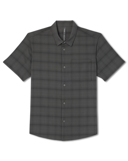Vuori Men's Short Sleeve Plaid Button Down Shirt Dark Pewter