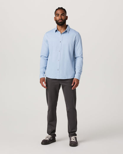 Vuori Men's Long Sleeve Knit Oxford Button Down Blue Dusk