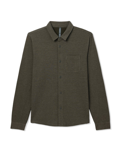 Vuori Jeffreys Overshirt Men's Olive Heather Button-Up Shirt