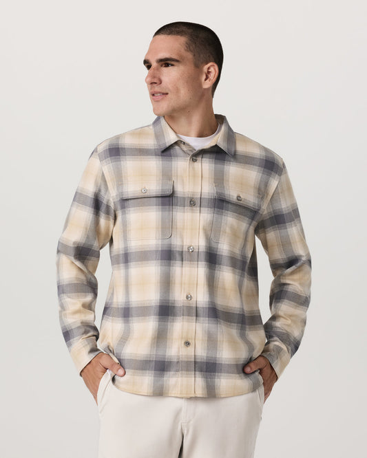 Vuori Long Sleeve Flannel Button Down Men's Cavern Grey Shirt