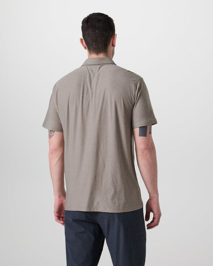 Vuori Short Sleeve Strato Button Down Mocha Heather