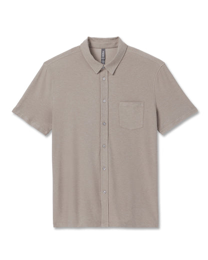 Vuori Short Sleeve Strato Button Down Mocha Heather
