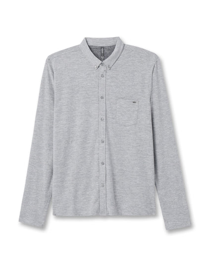 Vuori Long Sleeve Ace Button-Down Grey Button Down Shirt