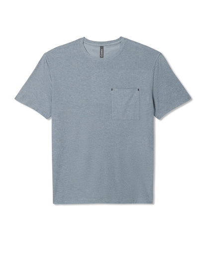 Vuori Short Sleeve Strato Pocket Tee-Relaxed Fit Dusty Blue Heather