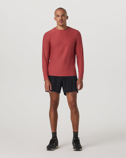 Vuori Long Sleeve Strato Tech Tee Fire Heather Workout Shirt