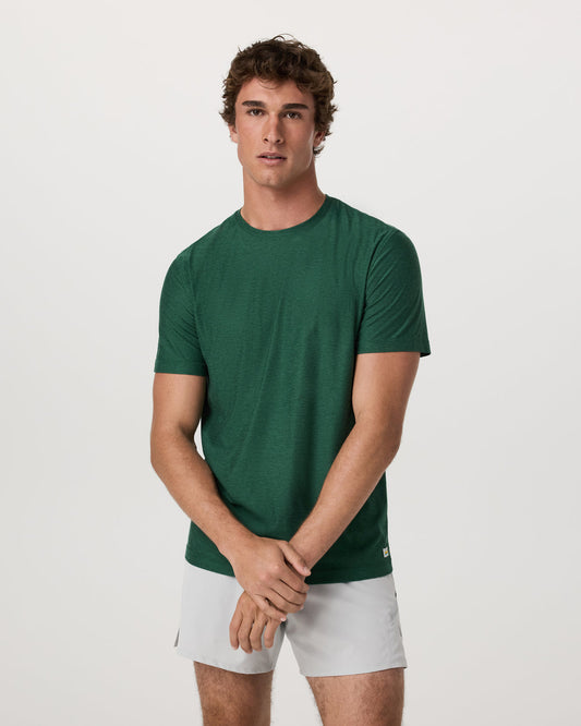 Vuori Strato Tech Tee Men's Viridian Heather Performance Shirt