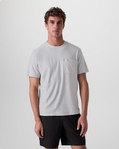 Vuori Short Sleeve Strato Pocket Tee - Relaxed Fit Platinum Heather