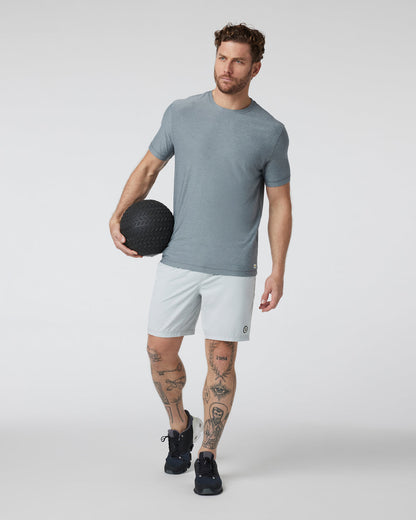 Vuori Strato Tech Tee Dusty Blue Heather Workout Shirt