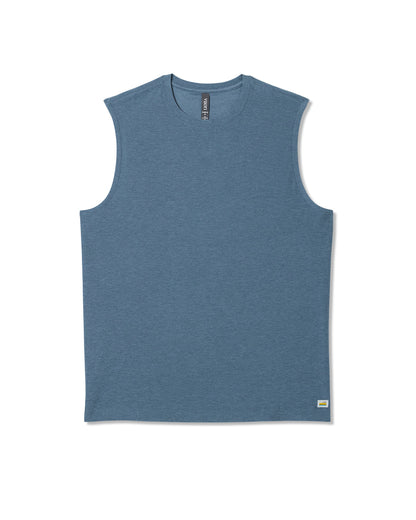 Vuori Strato Muscle Tee Men's Pool Blue Heather Tank Top