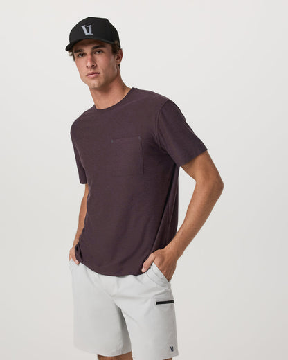 Vuori Short Sleeve Strato Pocket Tee - Relaxed Fit Raisin Heather