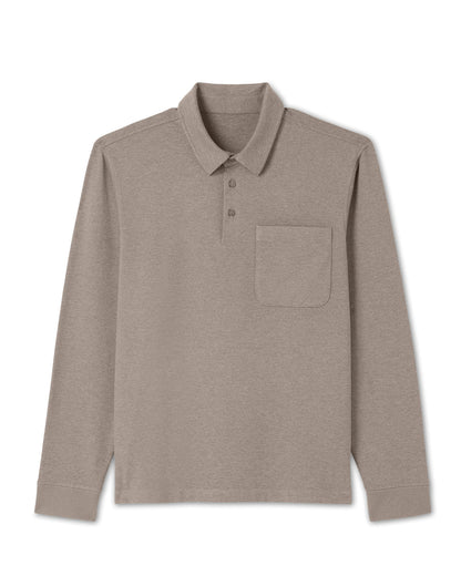 Vuori Men's Long Sleeve Coronado Rugby Walnut Heather