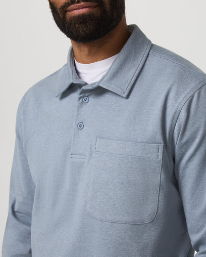 Vuori Men's Long Sleeve Coronado Rugby Shirt Blue Dusk Heather